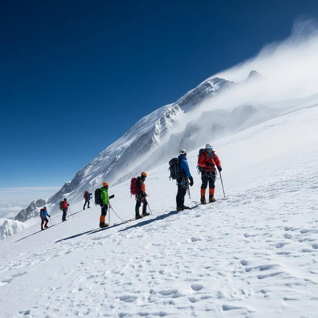 Contrasting weather conditions on Denali, illustrating the challenges climbers face during expeditions