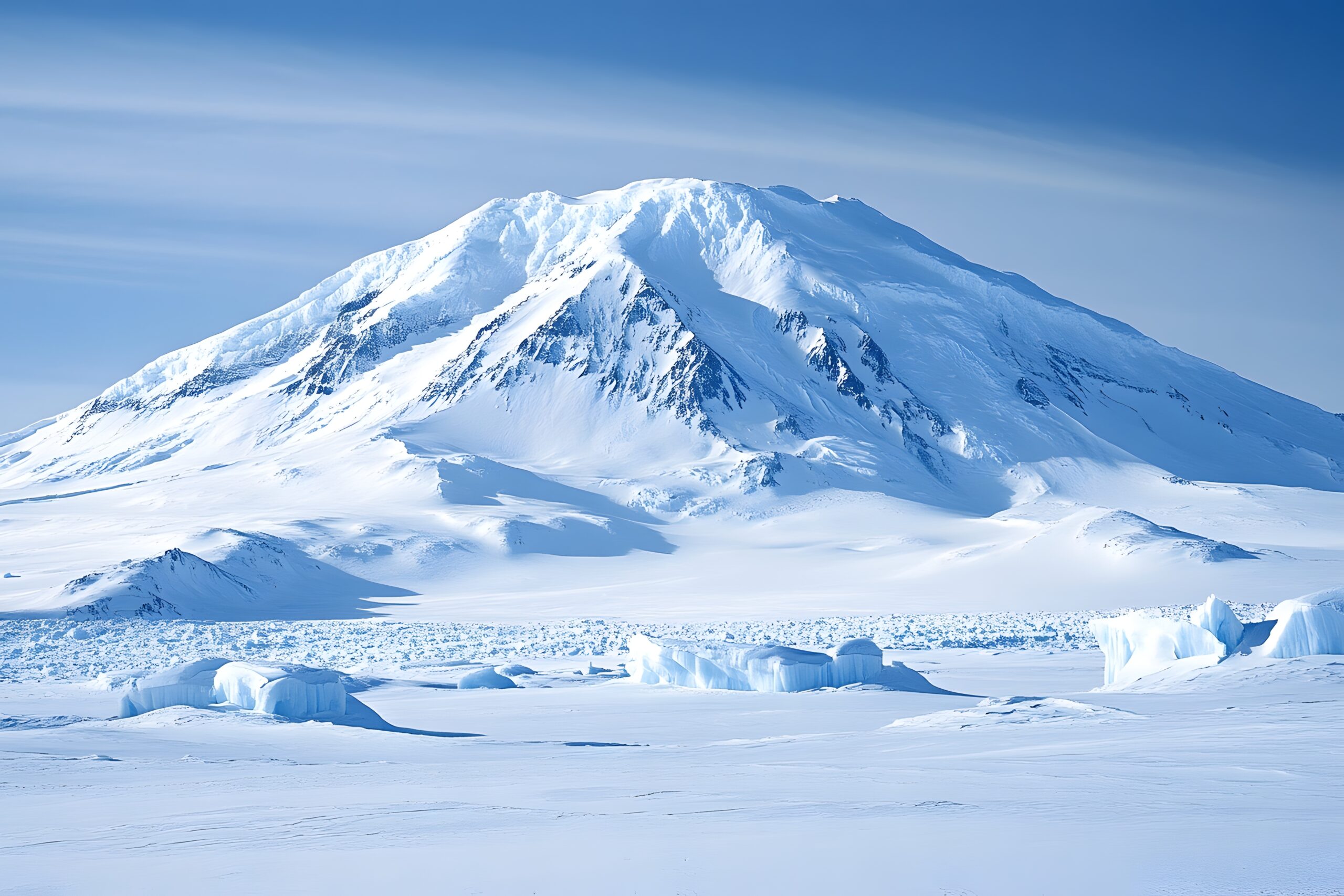 Mount Erebus &mdash; the world's southernmost active volcano at 3,794m on Ross Island, Antarctica, with persistent lava lake activity in the summit crater