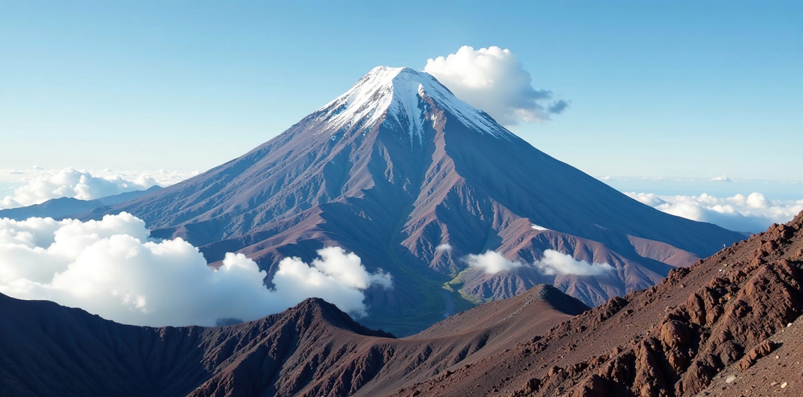 Ojos del Salado the world highest volcano at 6893 meters on the Chile Argentina border in the Atacama Desert showing the massive stratovolcano summit with the Tejos Refuge high camp at 5900 meters visible on the lower slopes during 2026 austral summer climbing season