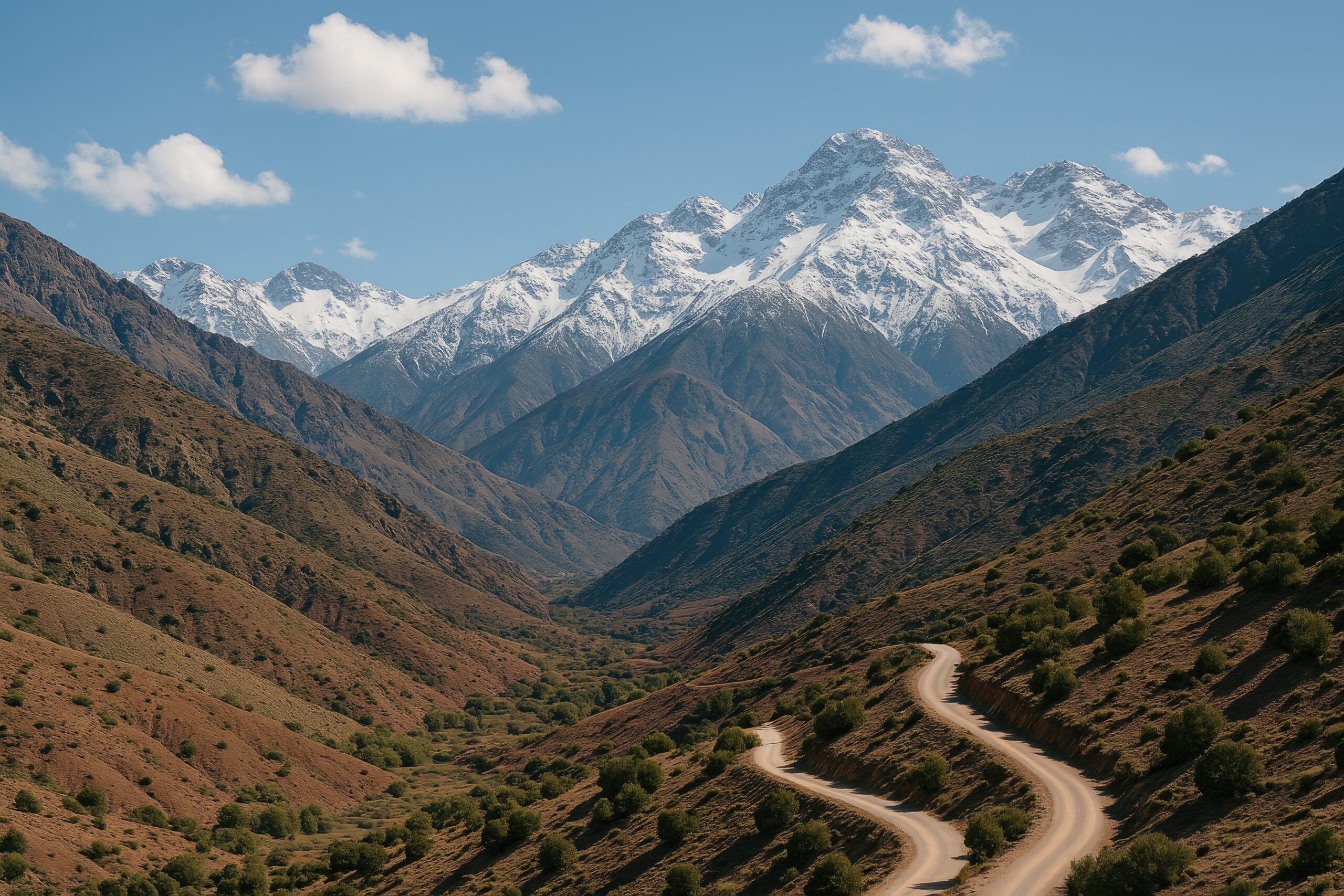 Jebel Toubkal — North Africa's highest peak at 4,167m, rising above the Berber villages and oasis valleys of the High Atlas Mountains