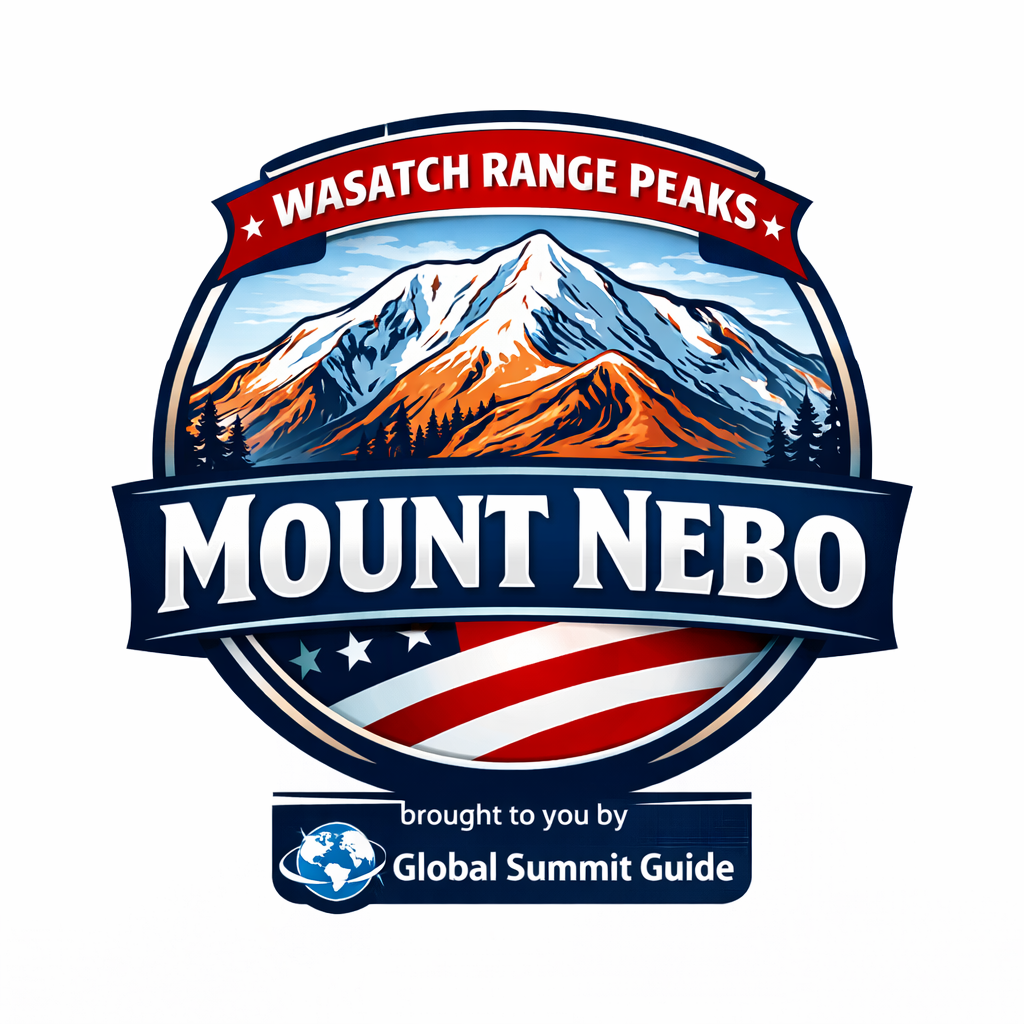 Mount Nebo logo featuring Wasatch Range Peaks, mountain illustration, and Global Summit Guide branding.