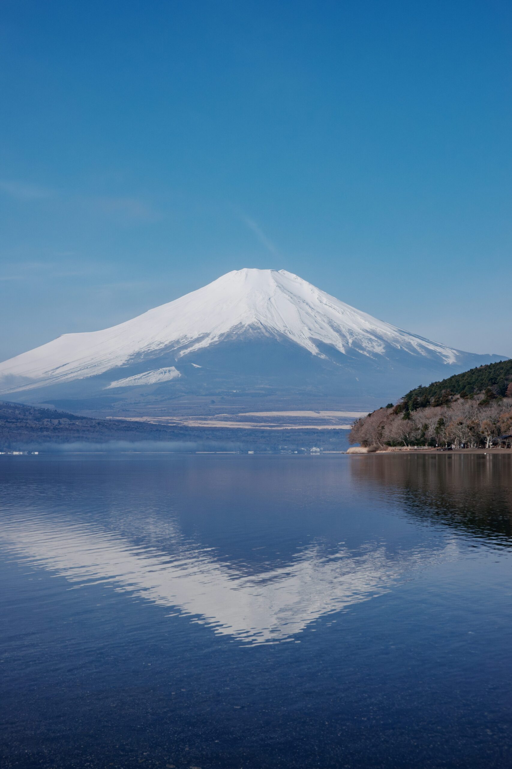 Mount Fuji reflecting in a lake, iconic volcano comparison