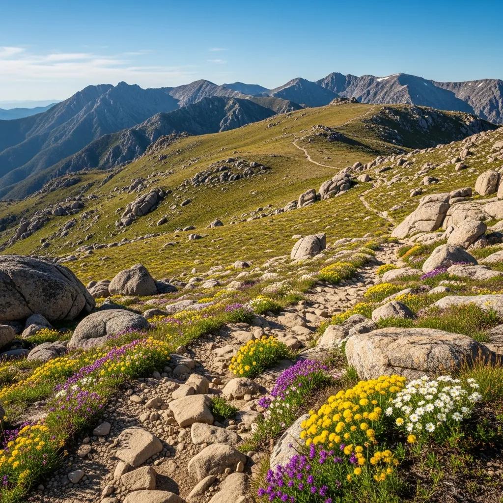 Scenic hiking trail on Mount Kosciuszko showcasing diverse terrain and natural beauty