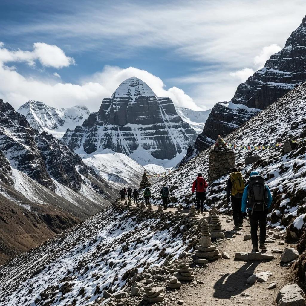Scenic view of Kora trek route with trekkers, illustrating key stages and elevation changes
