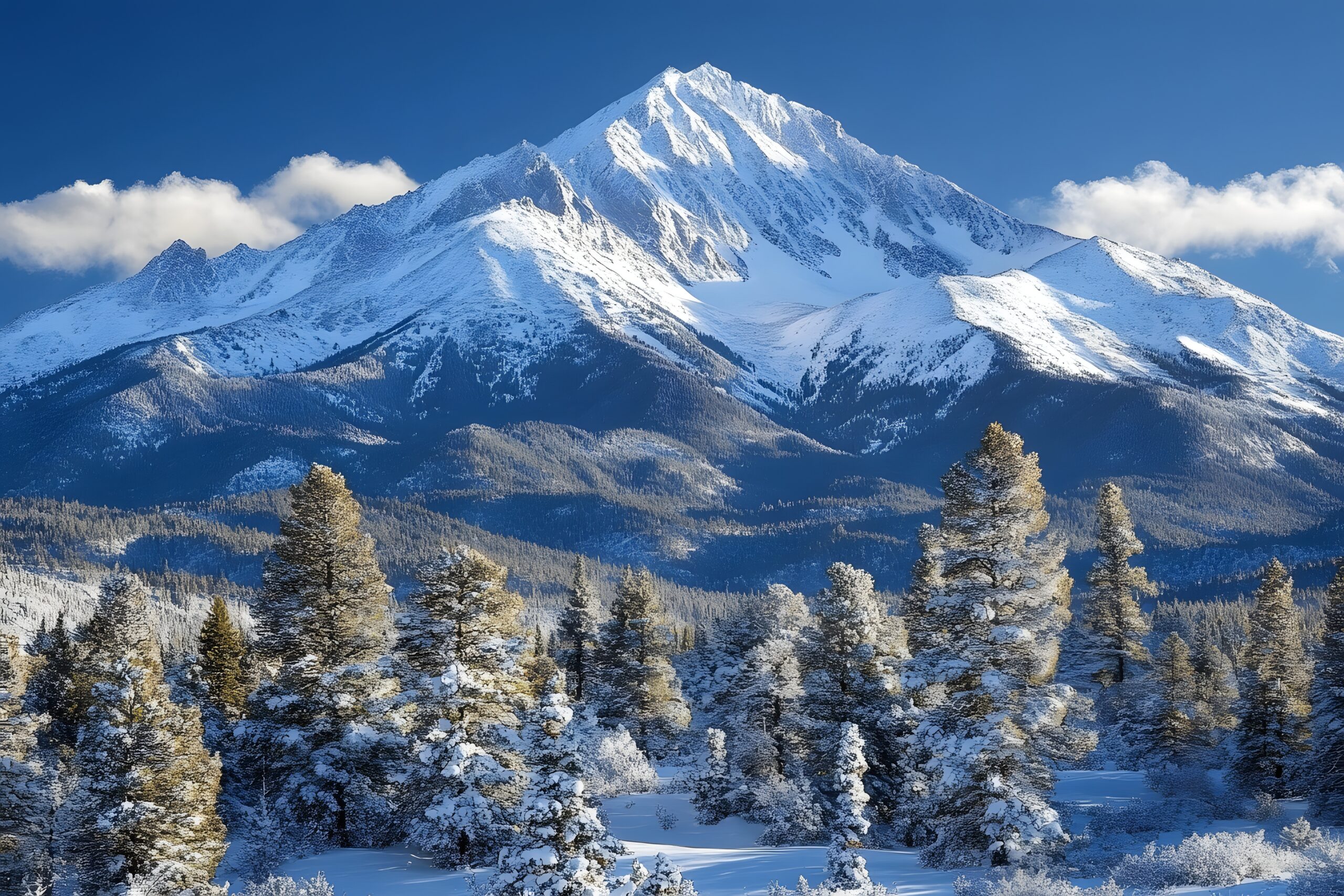 Mount Elbert covered in winter snow illustrating exposed high-mountain cold