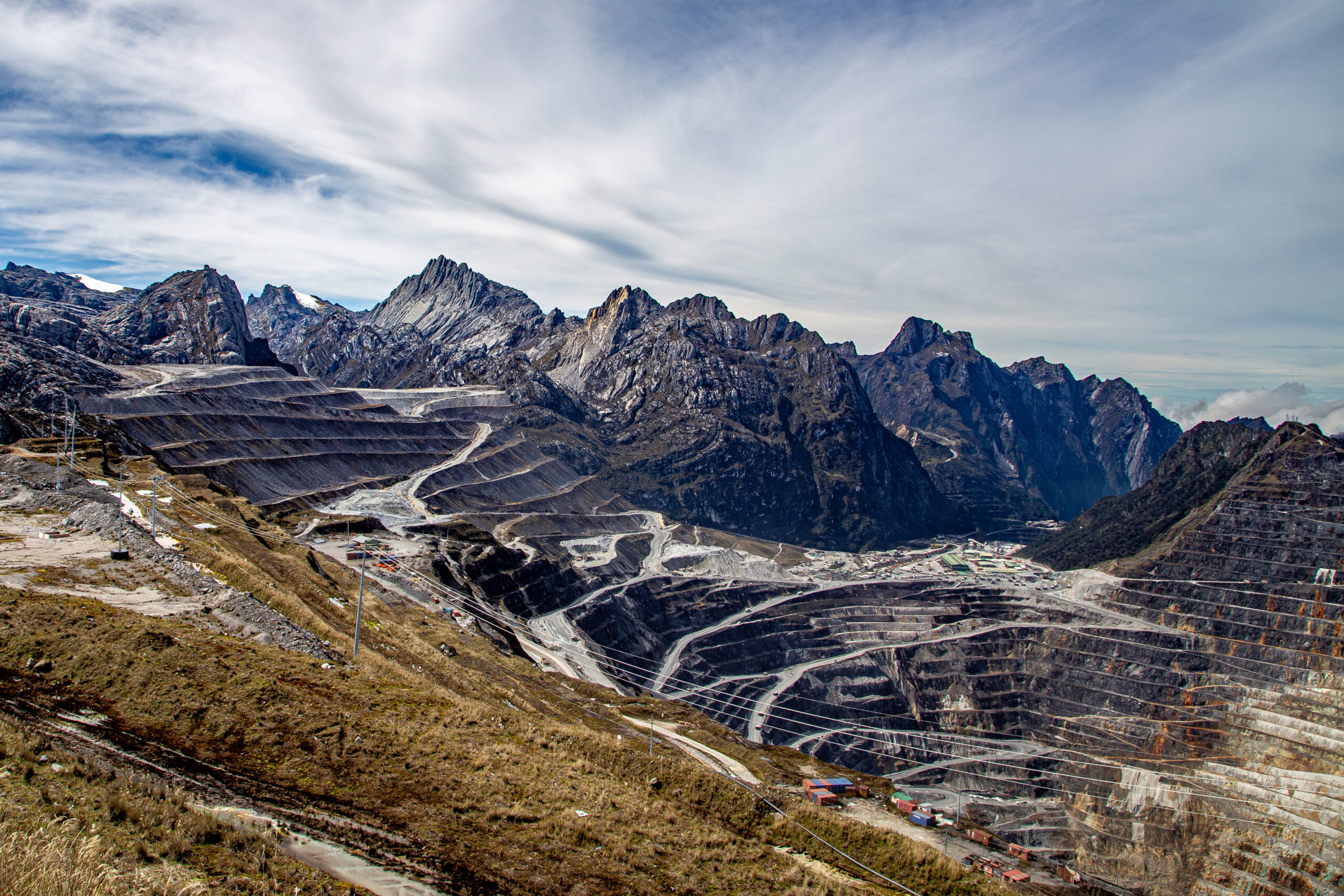 Central Papua highland mining and mountain infrastructure near the Puncak Jaya region