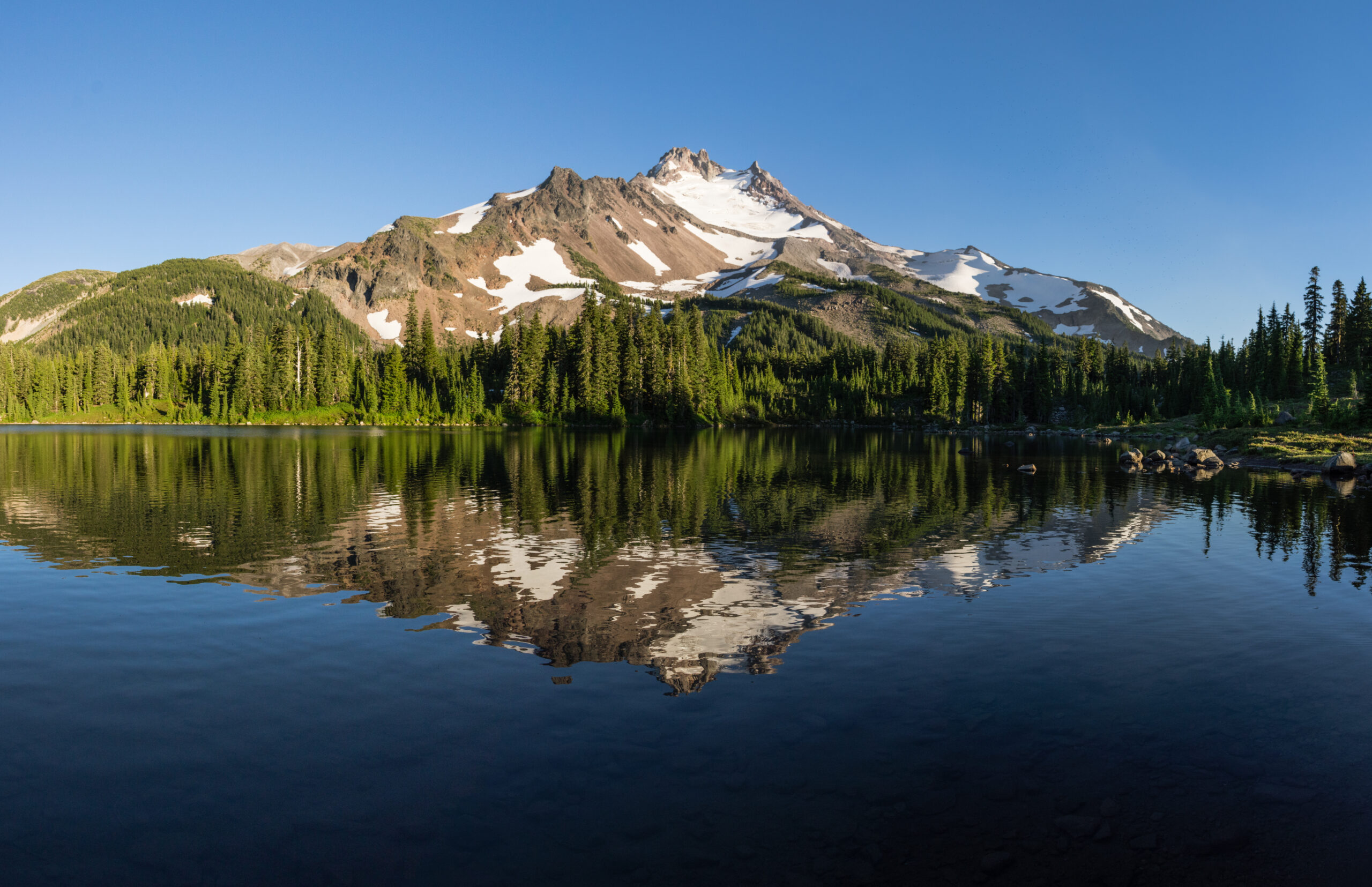 Mount Jefferson — Oregon's second-highest peak at 10,497 feet, a dormant stratovolcano in the Cascade Range with the iconic summit pinnacle visible above the Whitewater Glacier