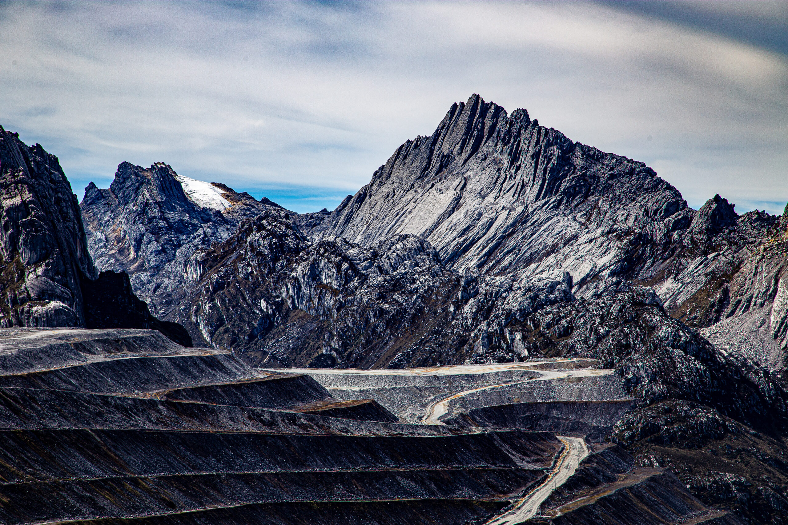 Puncak Jaya, also called Carstensz Pyramid, rising above the mountains of Central Papua, Indonesia