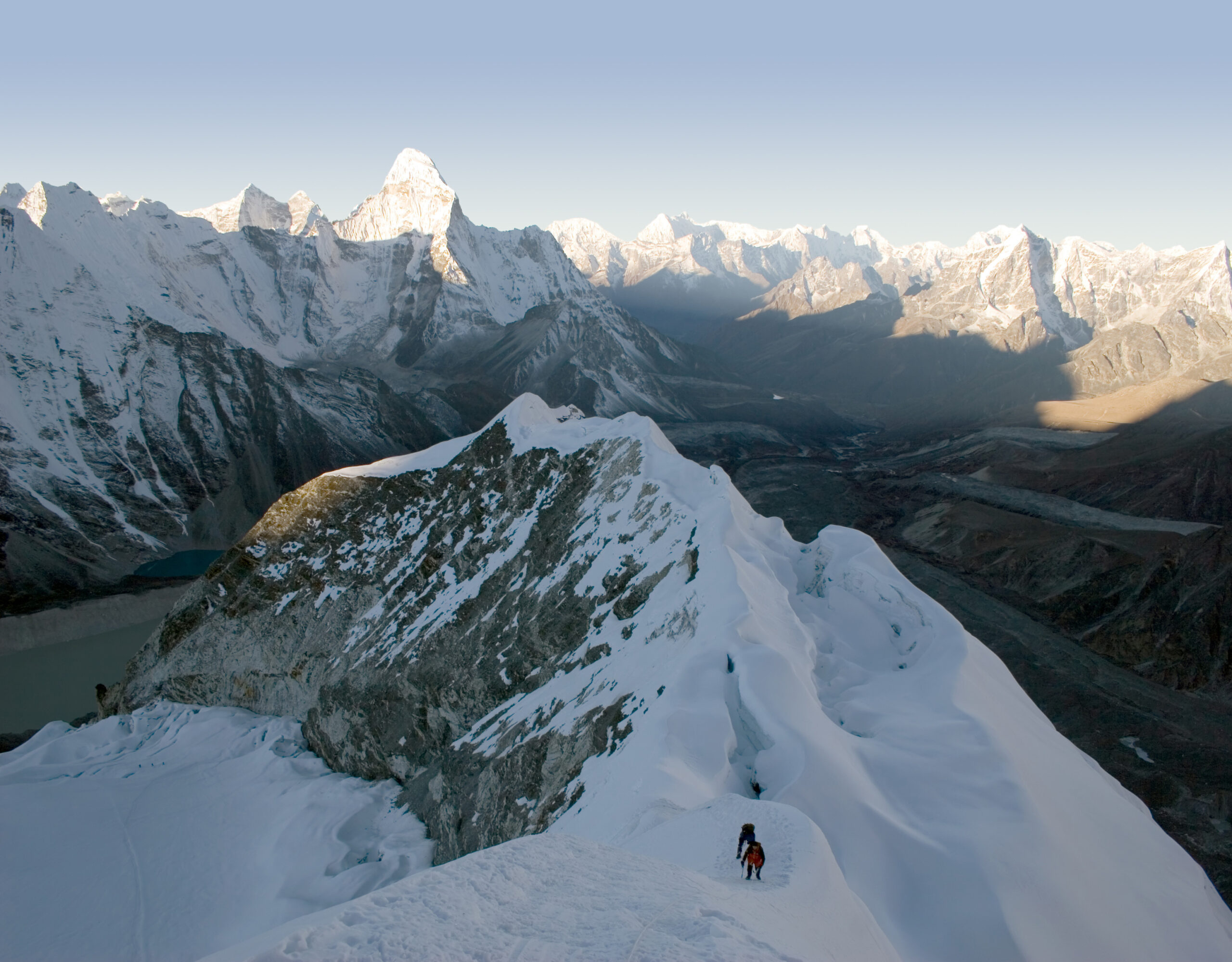 Island Peak Imja Tse Nepal Khumbu region Everest base camp trekking peak summit headwall fixed rope crampons ice axe glacier base camp