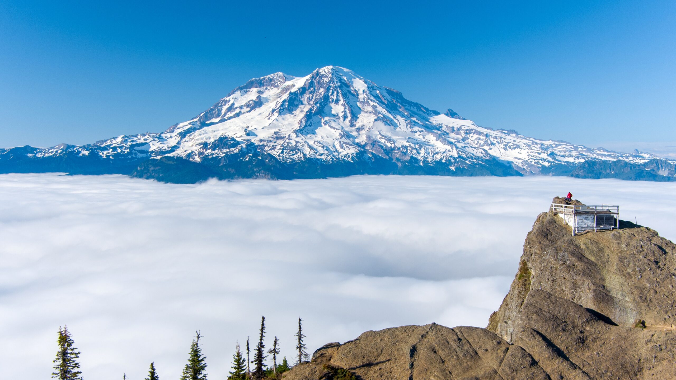 Mount Rainier 4392m Washington Cascade volcano Disappointment Cleaver DC route Emmons Glacier Camp Muir Camp Schurman summit climb Columbia Crest June July peak season