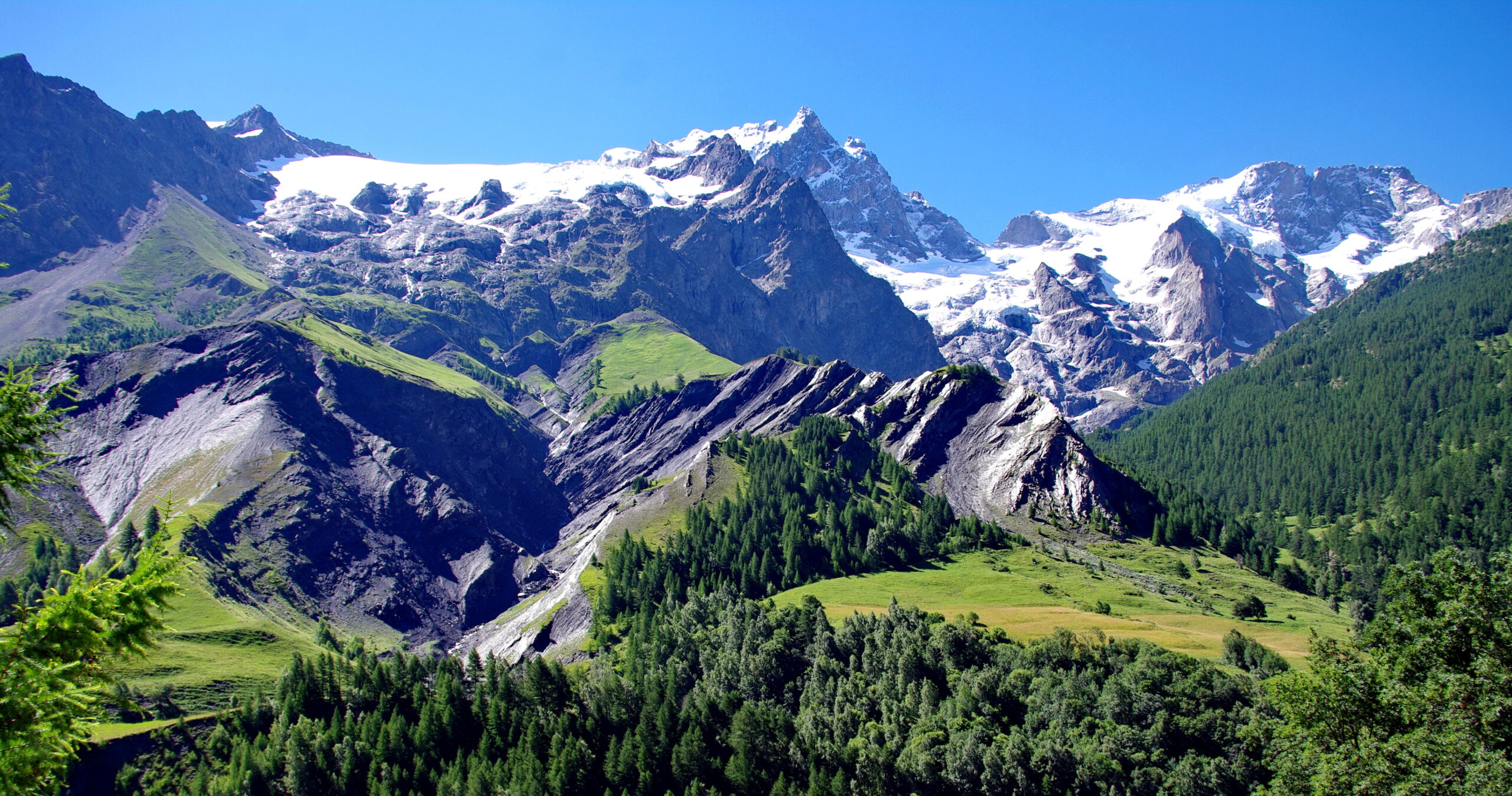 La Meije in the Massif des Écrins above La Grave in the French Alps