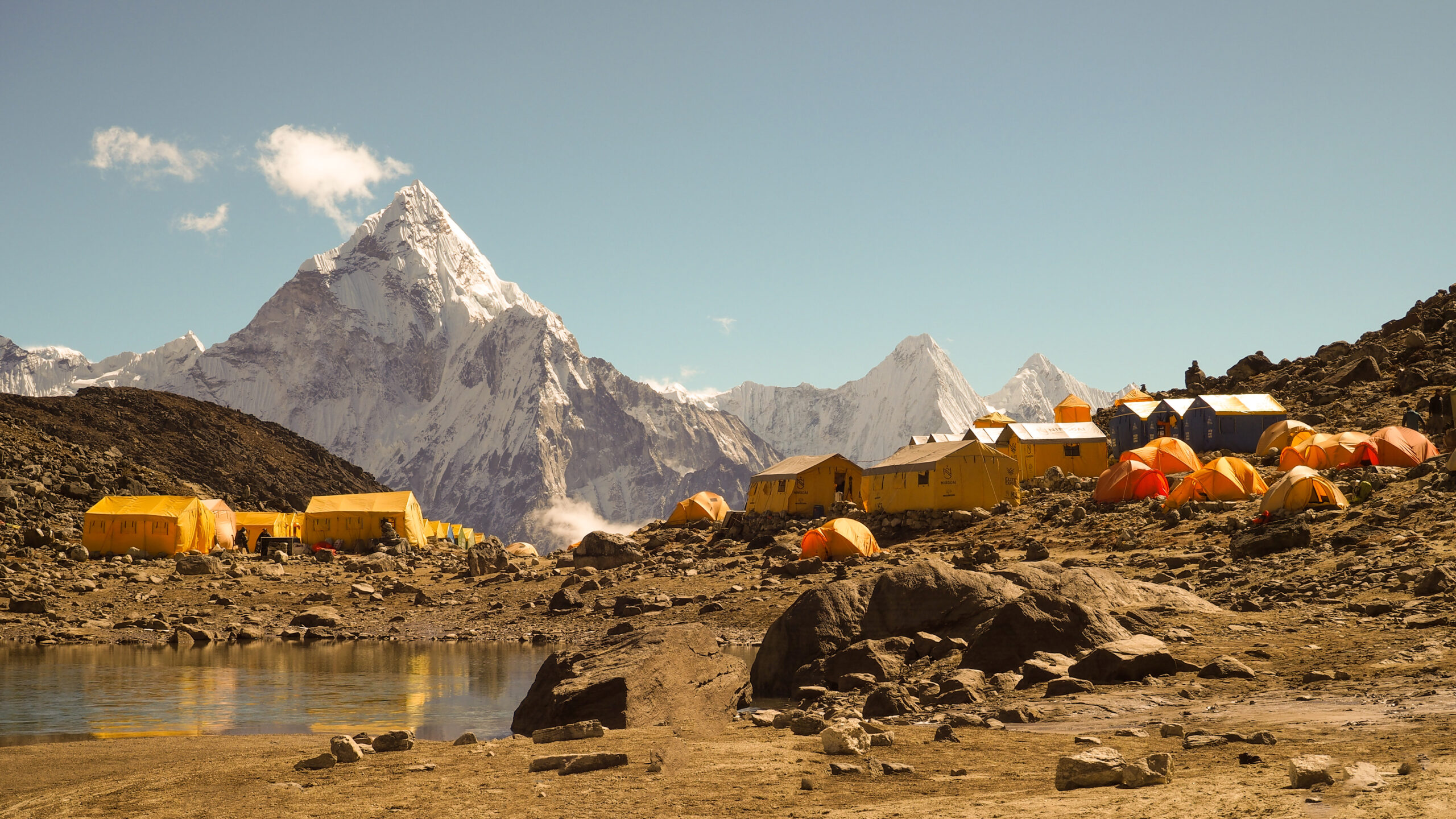 Lobuche East Peak at 6119 meters in the Khumbu region of Nepal showing the glaciated trekking peak above Lobuche village near the Everest Base Camp trail with Mount Everest Nuptse and the Khumbu Glacier visible during 2026 climbing season