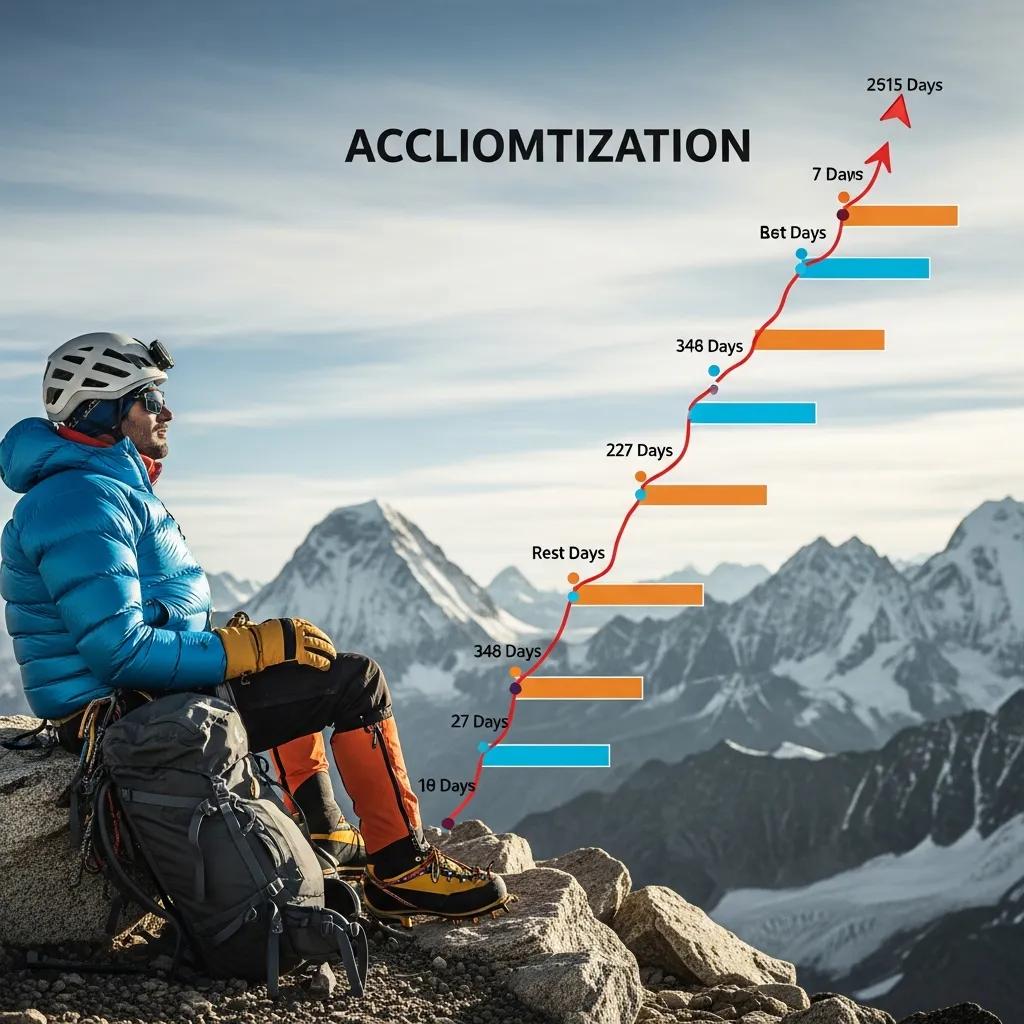 Climber resting during acclimatization journey at high altitude