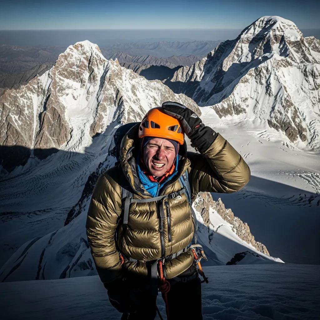 Climber showing symptoms of Acute Mountain Sickness (AMS) at high altitude on Nanga Parbat