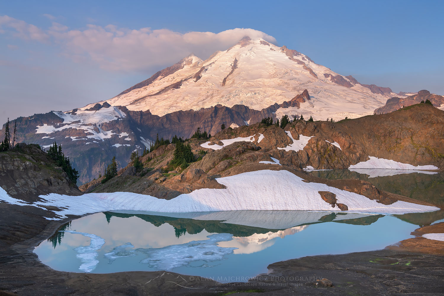 Mount Baker's glaciated Ptarmigan Ridge in the North Cascades, Washington