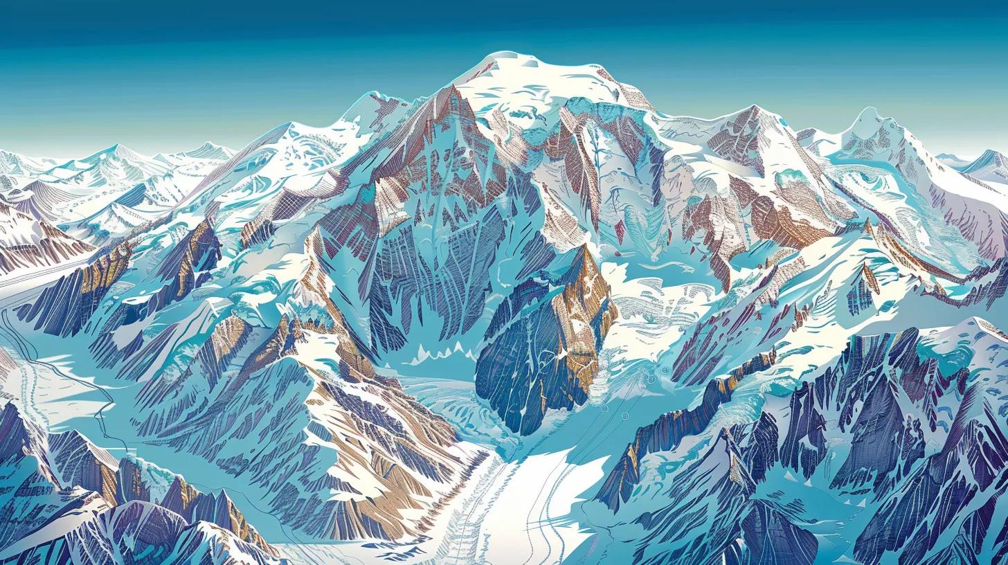 Illustrative map of Denali's climbing routes, showcasing West Buttress, Muldrow, and Cassin paths