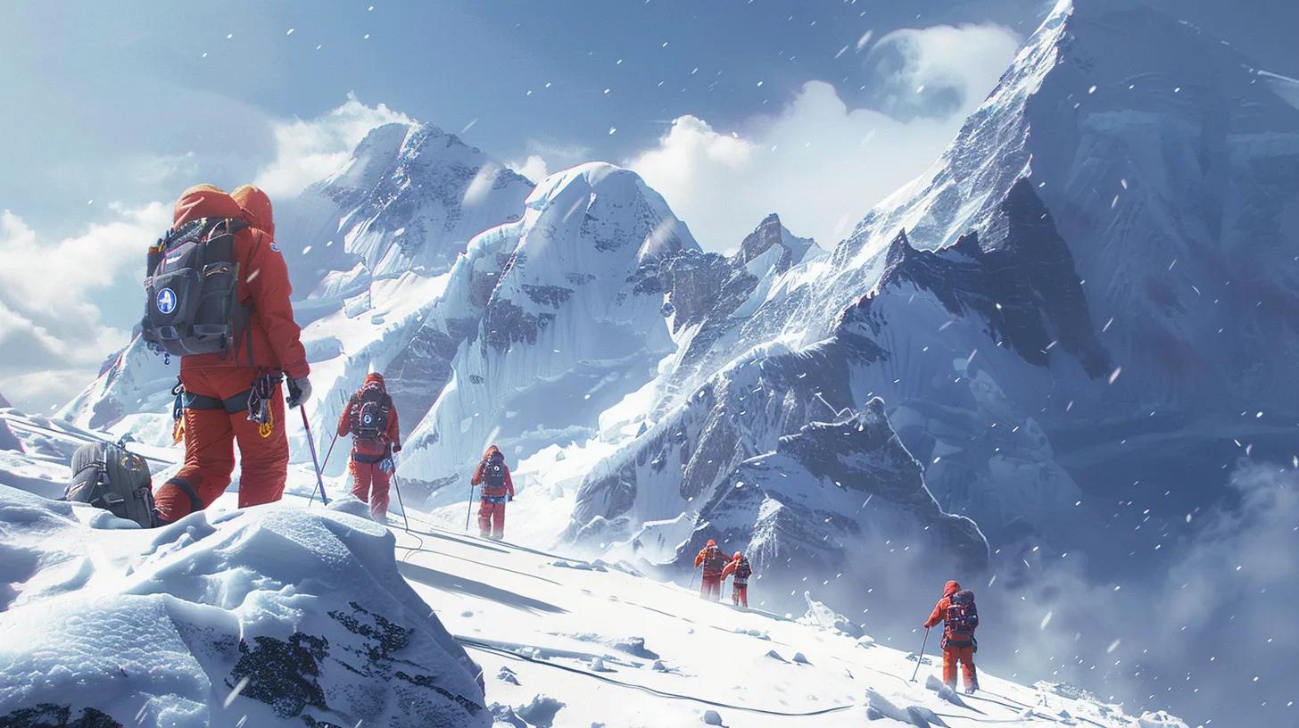 Climbers practicing safety drills in Antarctica, emphasizing emergency preparedness and teamwork