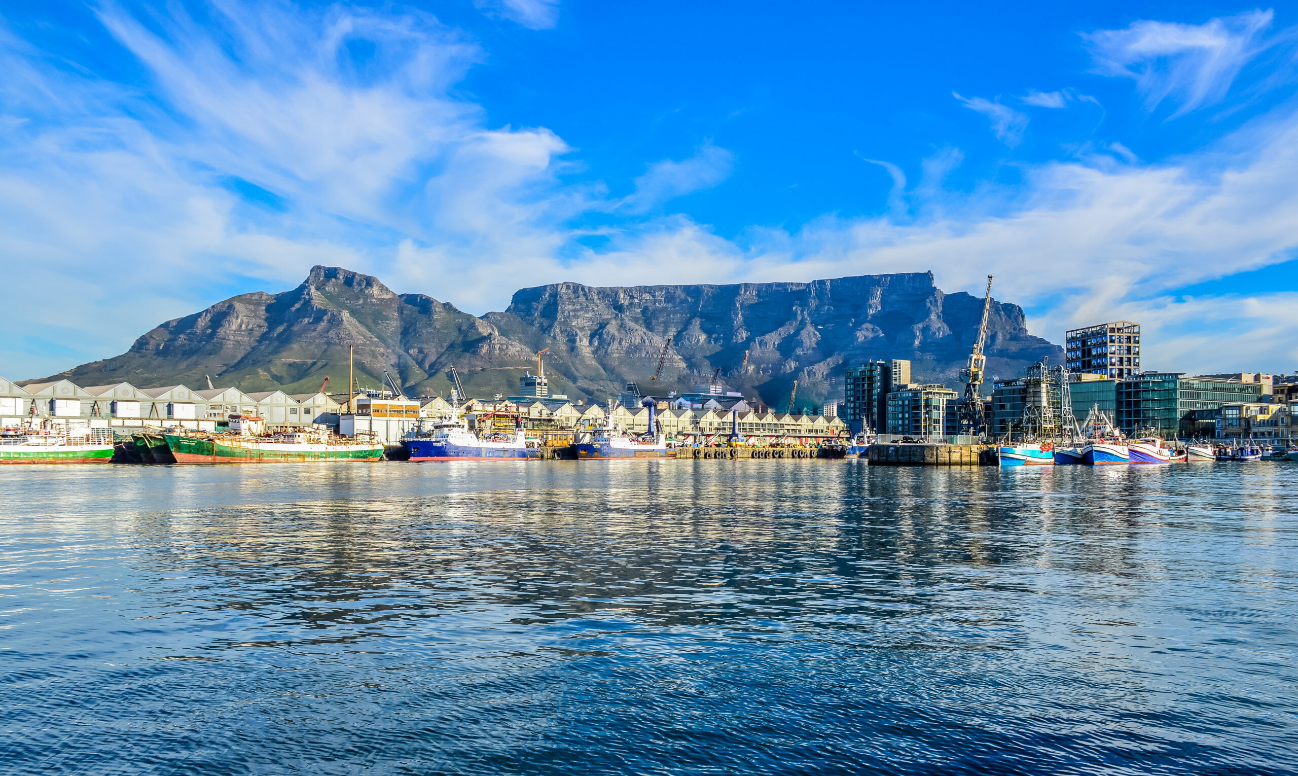 Cable car rising to the summit of Table Mountain above Cape Town