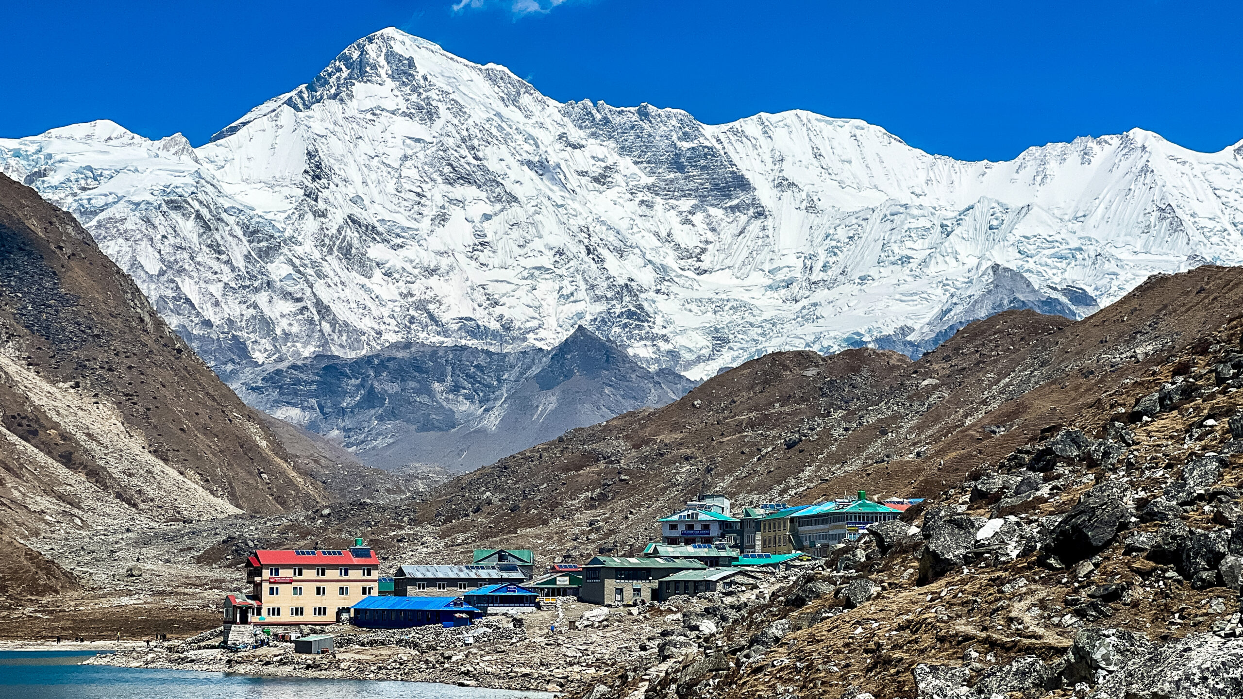 The broad snow slopes and glaciated flanks of Cho Oyu, the least technical of the 8000ers