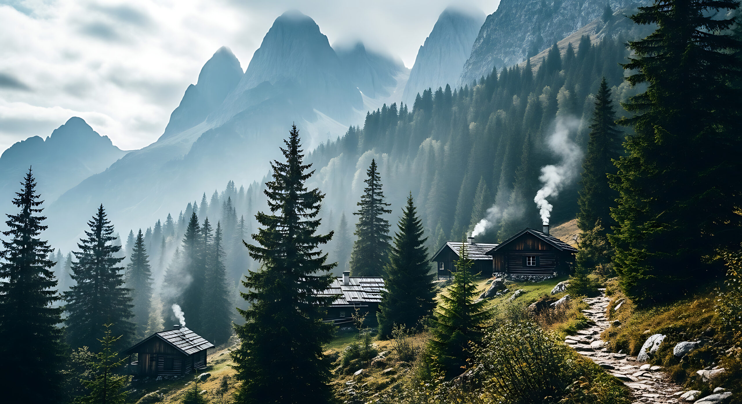 Hikers on a high alpine trail crossing a mountain pass on a multi-day high route
