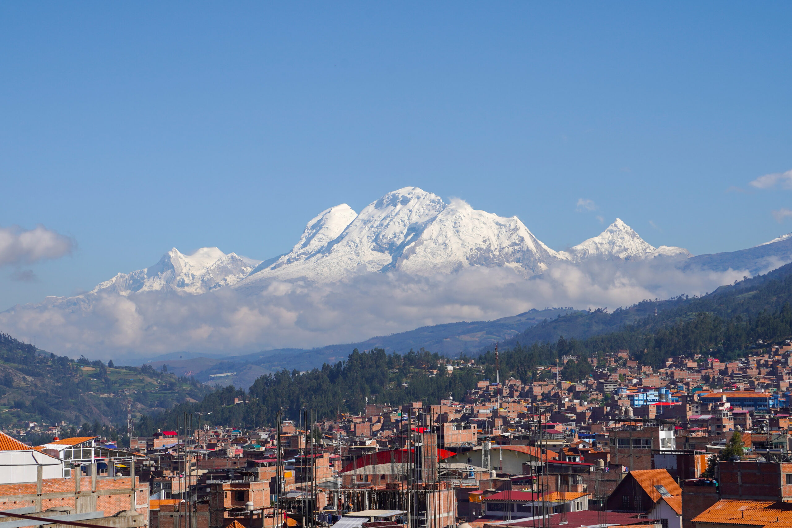 Nevado Huascaran, Peru's highest mountain, rising in glaciated splendour above the Cordillera Blanca