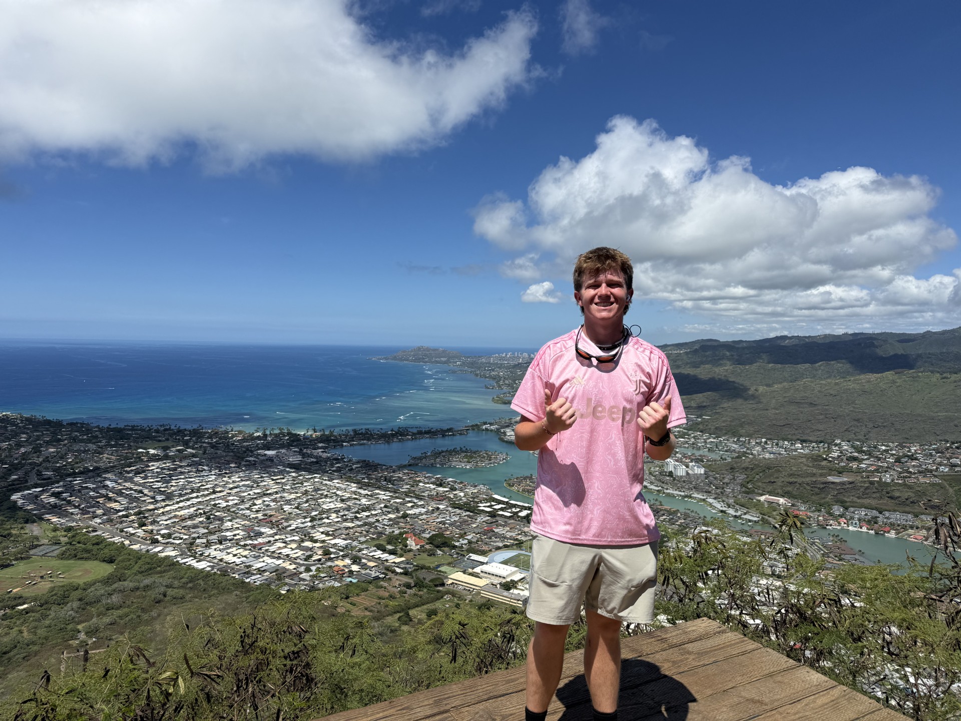 Dawson Ludlow standing at the Koko Crater summit above Hawaii Kai on Oahu