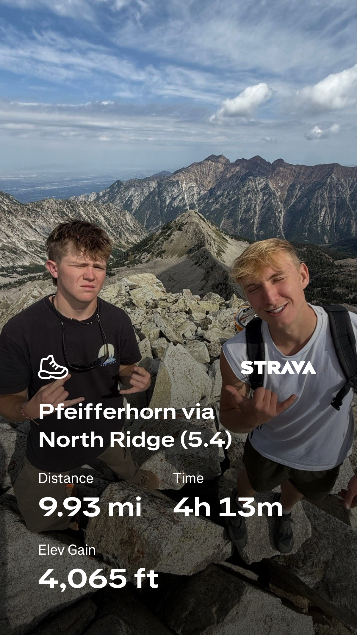 Pfeifferhorn North Ridge Utah climbing field image supplied by Sawyer Shawd and Dawson Ludlow