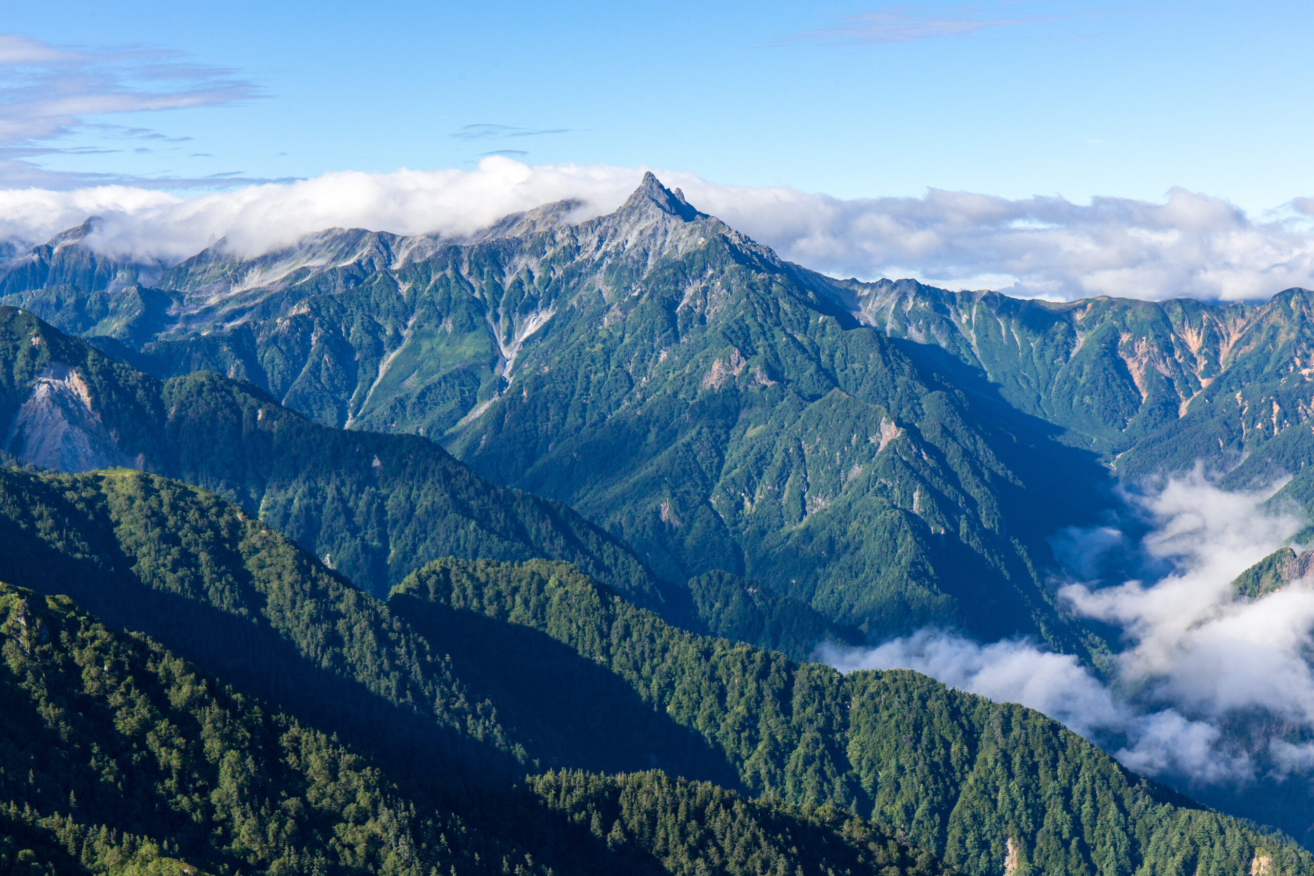 Yarigatake, the spear-shaped summit of the Northern Japan Alps, the fifth-highest mountain in Japan